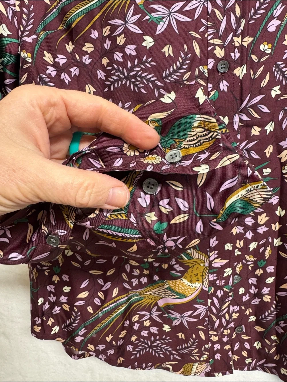 Drakes J Crew Collection Women’s Shirt 4 Bird Of Paradise Blouse Silk Burgundy